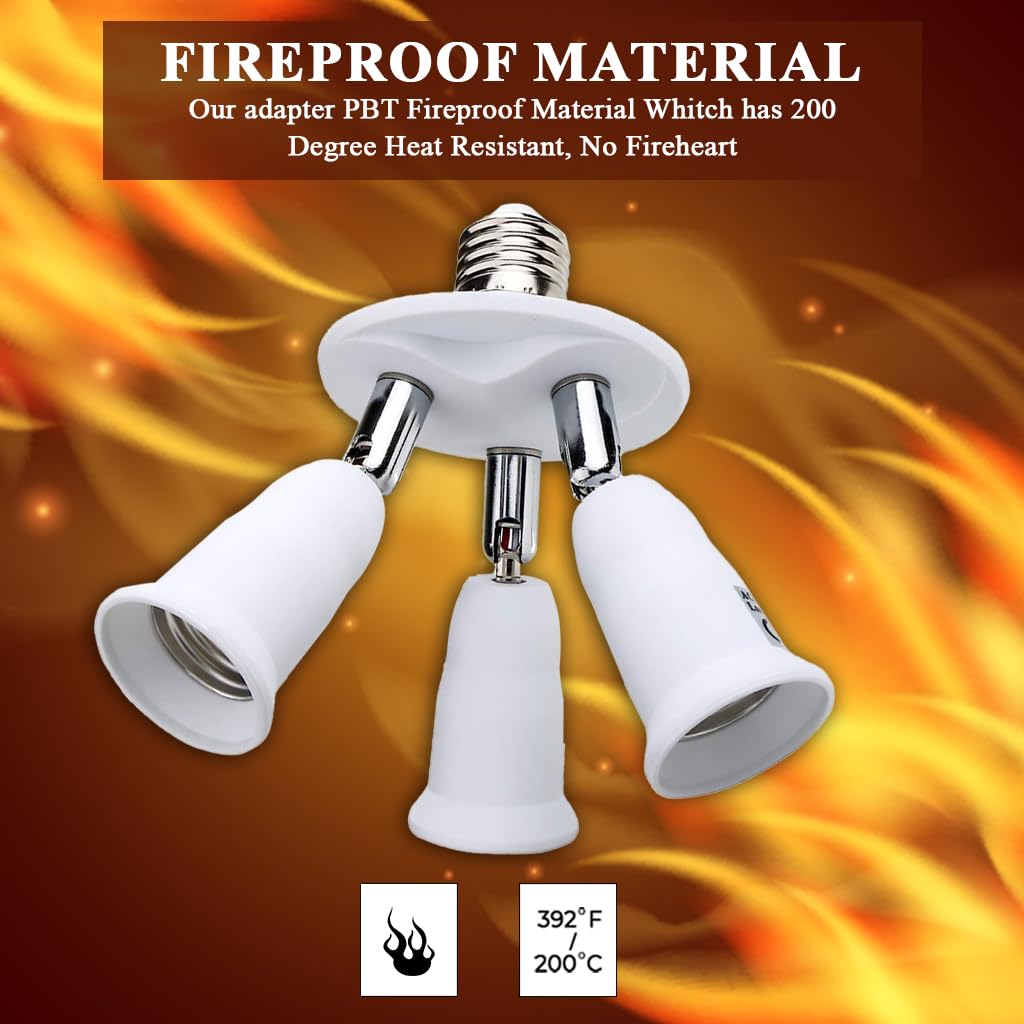 ELEPHANTBOAT B22 to E27 Bulb Converter with 3 Head Rotatable Socket 180W Total Power | Easy Installation