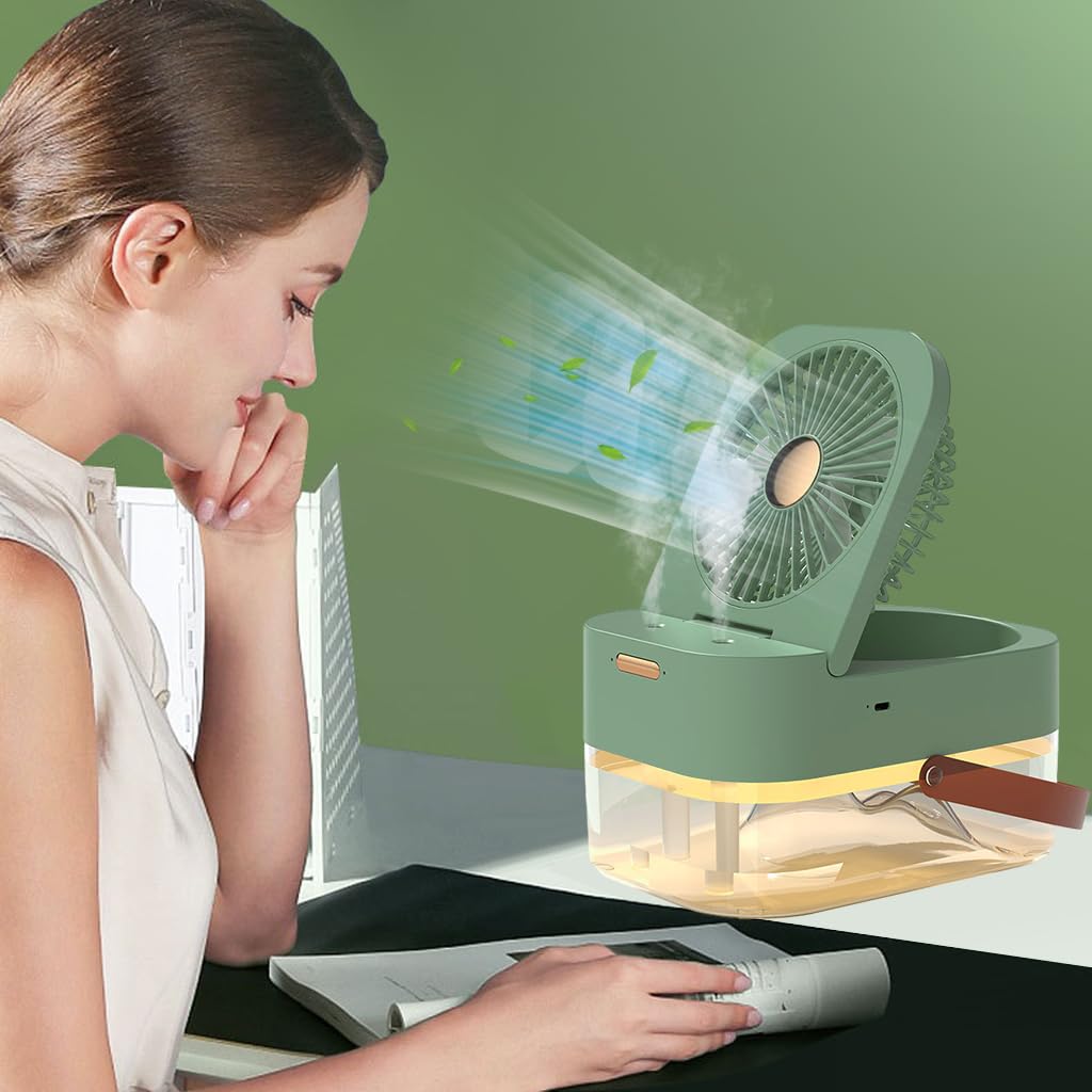 Verilux USB Plug Fan featuring 2.5L Dual Spray and Foldable Design for Office & Travel Use | Quiet Humidifying Air Cooler for Indian Climate