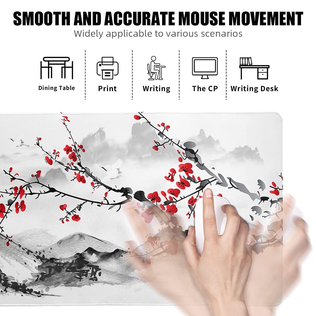 ZORBES Mouse Pad for Gaming featuring Non Slip Rubber Base 900mm x 400mm x 3mm | Watercolor Cherry Blossom Desk Mat