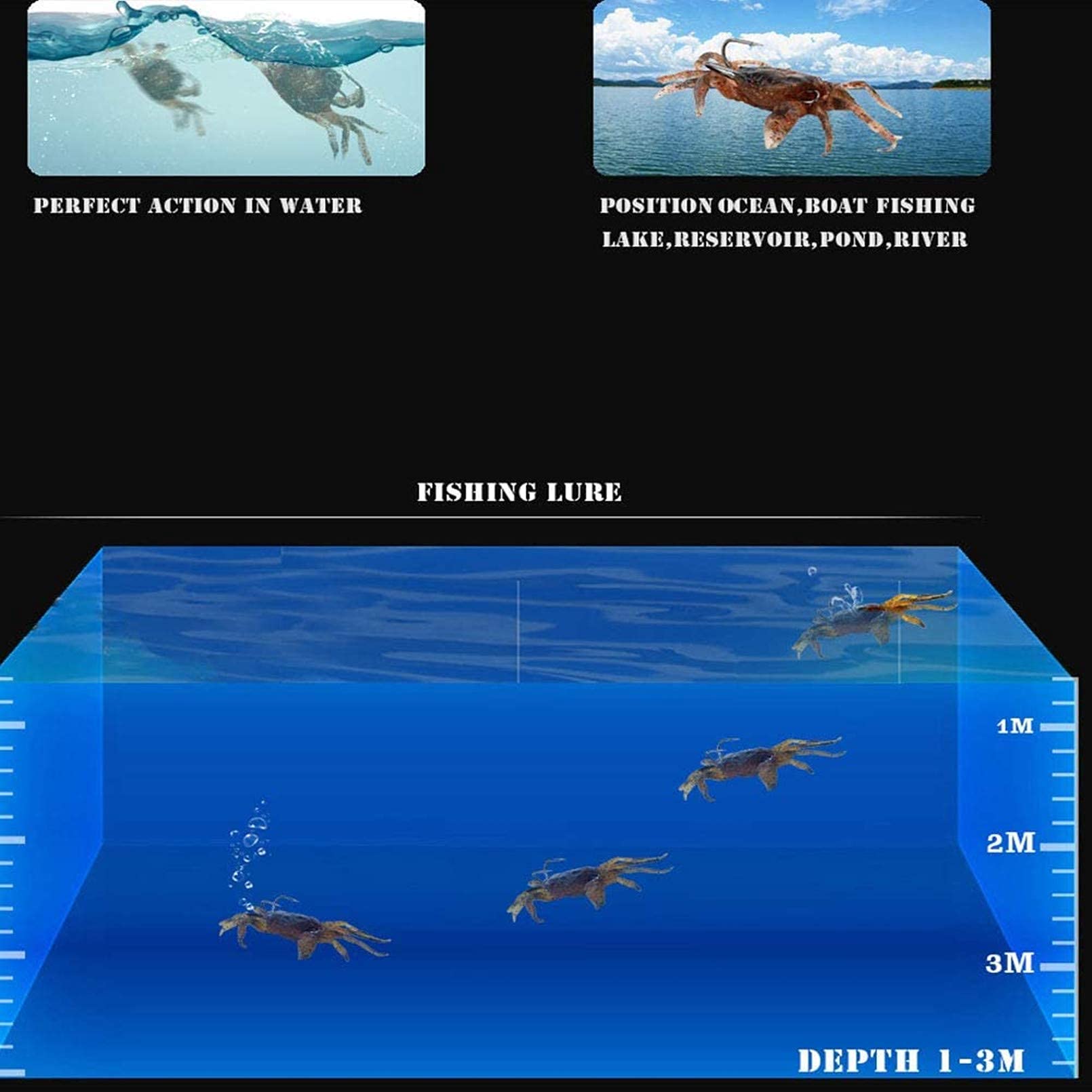 Proberos Floating Fishing Frog Lures for Freshwater and Saltwater with 1 in Soft TPR Bait