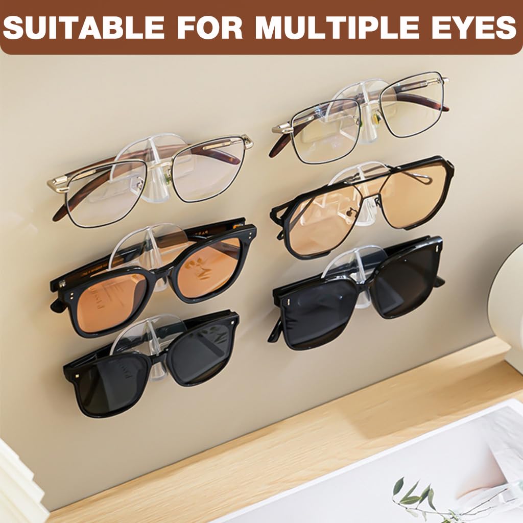HASTHIP Sunglasses Organizer for Wall Mounted Storage with 4 Clear Racks | Self Adhesive Holder
