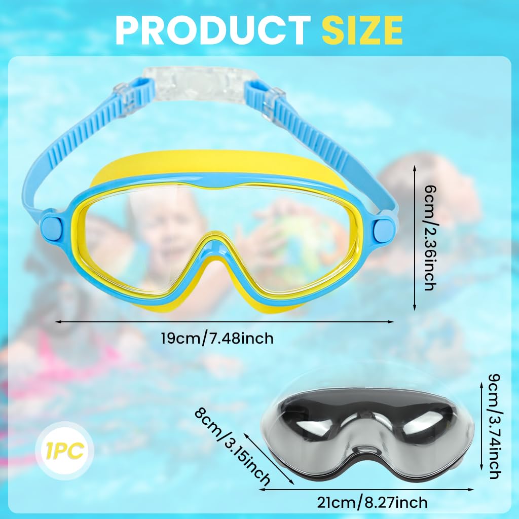 Zibuyu Swimming Goggles for Kids 6-14 with Anti-Fog UV Protection and 3D Silicone Frame | Wide View Blue Yellow