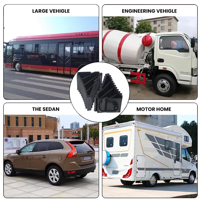 STHIRA Car Anti Slip Block for Vehicle Parking with Ridged Surface and Curved Fit | 2pcs Polypropylene Wheel Chocks