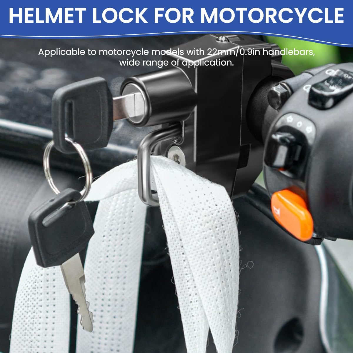 STHIRA Helmet Lock for Bike Handle Bar with 2 Keys featuring Aluminum Alloy Body | 3PCS Rustproof Anti Theft Locker