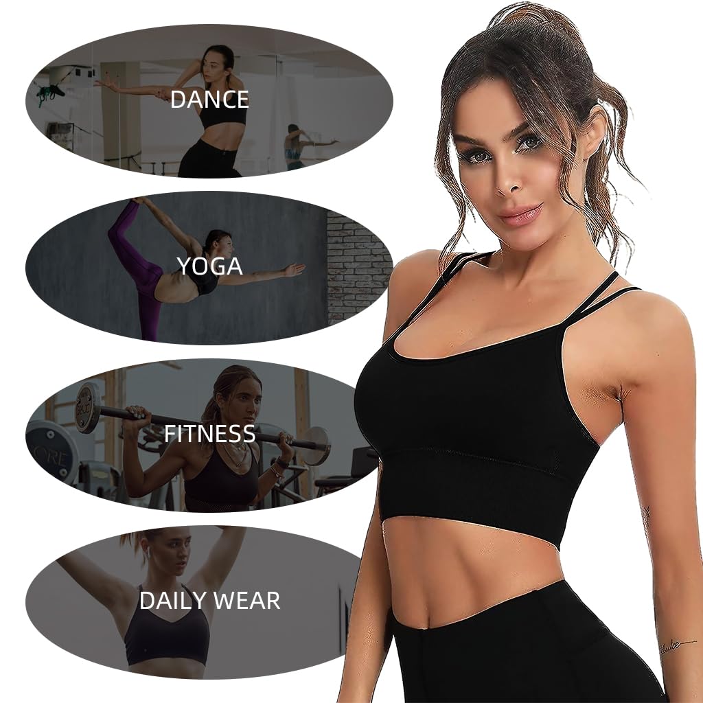 PALAY Sports Bra for Women with Cross Back Straps and Padded Support | Nylon Yoga Top XXL