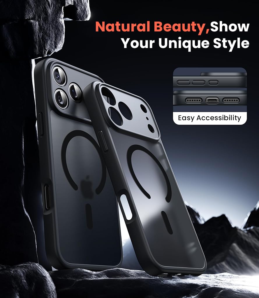 ZORBES iPhone 17 Pro Case with Magnetic Ring and Matte Semi Transparent TPU Design | Enhanced Camera Lens and Anti Scratch Protection