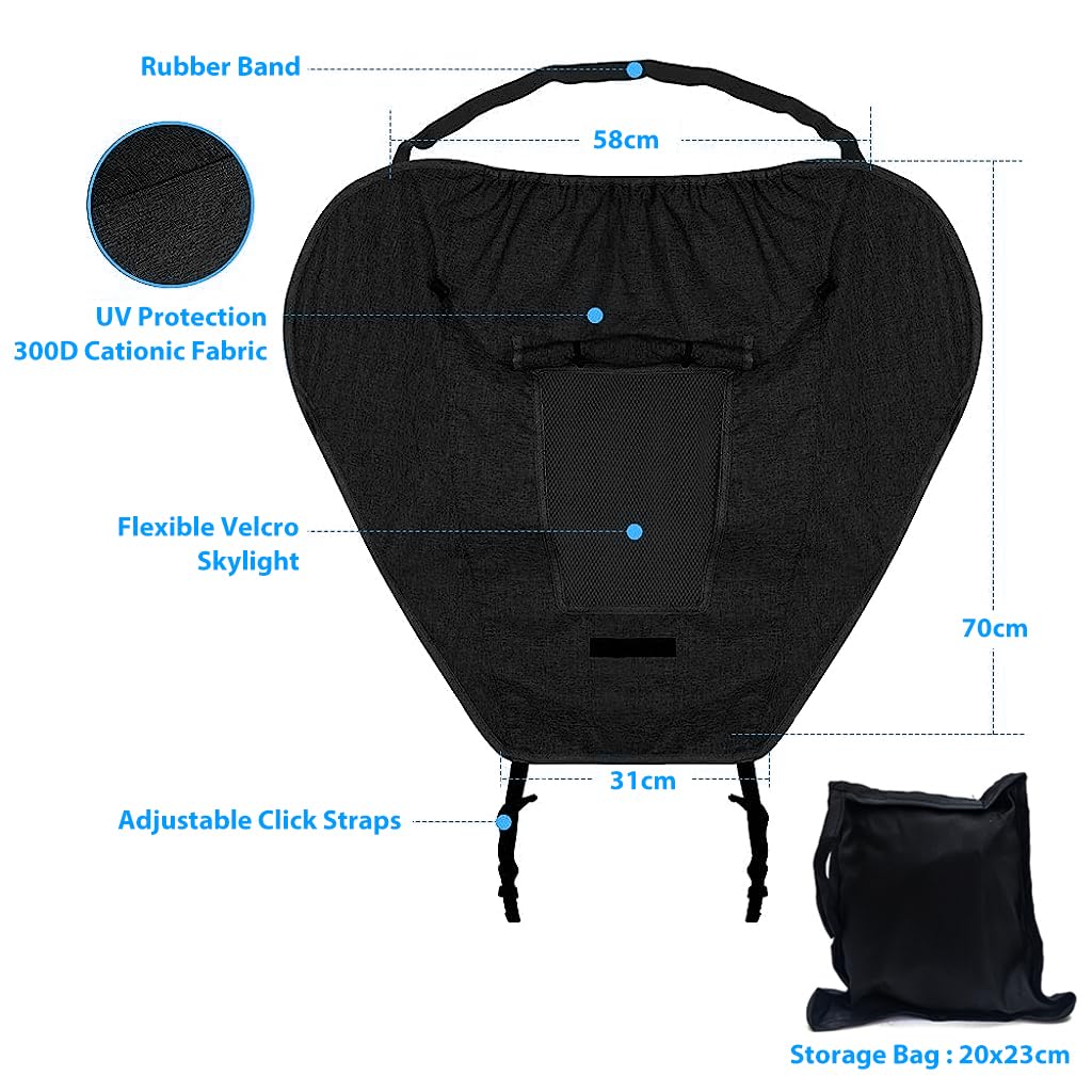 SNOWIE SOFT® Sun Shade for Stroller with Mesh Window, Universal Size UV Protection Sunshade for Baby Stroller, Rainproof Stroller Canopy Breathable Stroller Cover