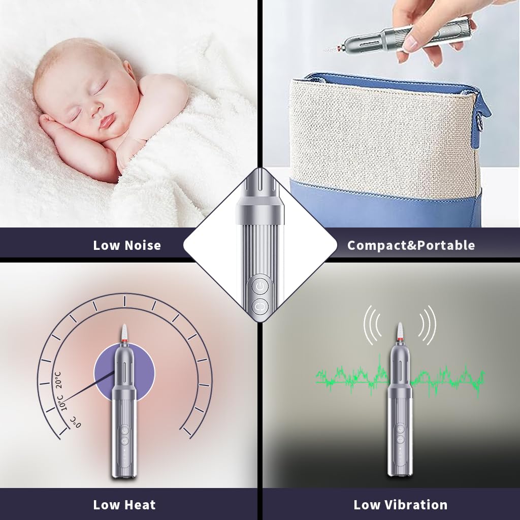 MAYCREATE Nail Drill for Acrylic and Gel Nails with 12 Bits and 6 Speeds | USB Rechargeable