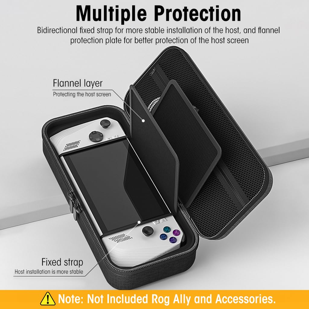 ZORBES Carrying Case for Rog Ally featuring 12.79×5.47×3.35 in EVA shell and mesh pouch | waterproof travel storage bag