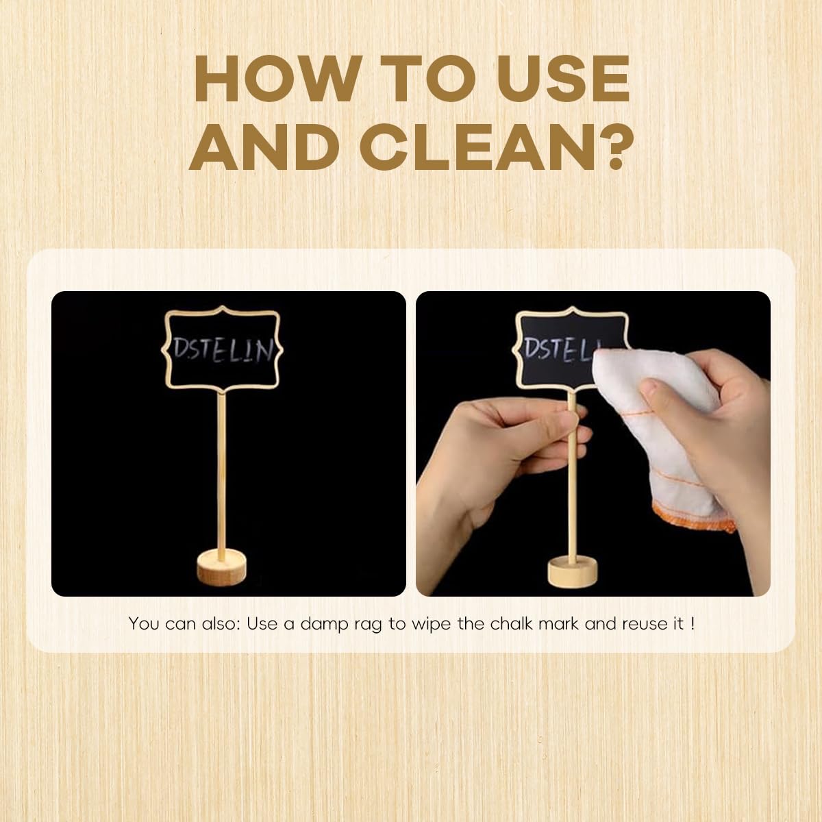 Climberty Mini Chalkboard Sign Stands for Weddings and Buffets with Wooden Base 20PCS 3.3x2.4 inch