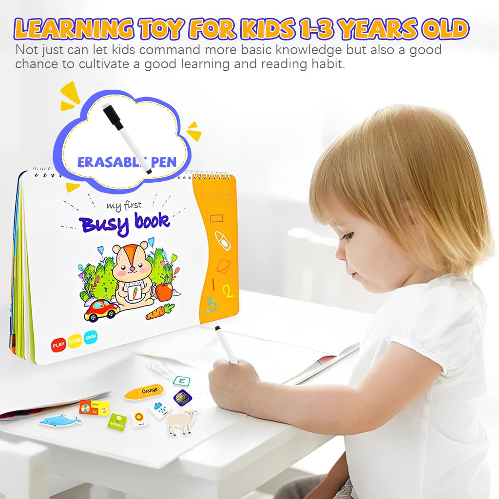 SNOWIE SOFT Busy Board for Toddlers featuring 12 Themes with Hook and Loop Activities | Montessori Educational Toy for Ages 2–5