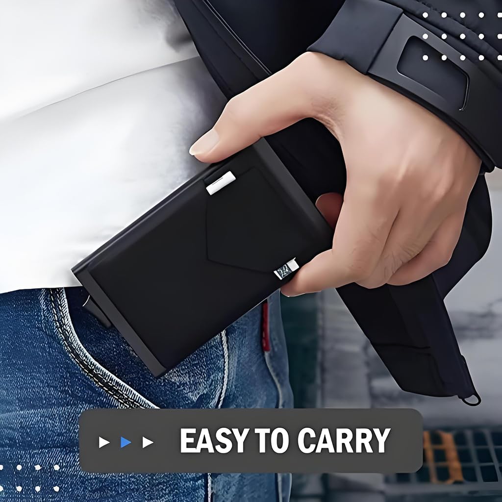 Zibuyu Slim Metal Card Holder Wallet for Men with Pop Up Access and RFID Blocking | 12 Card Aluminum Organizer for Travel