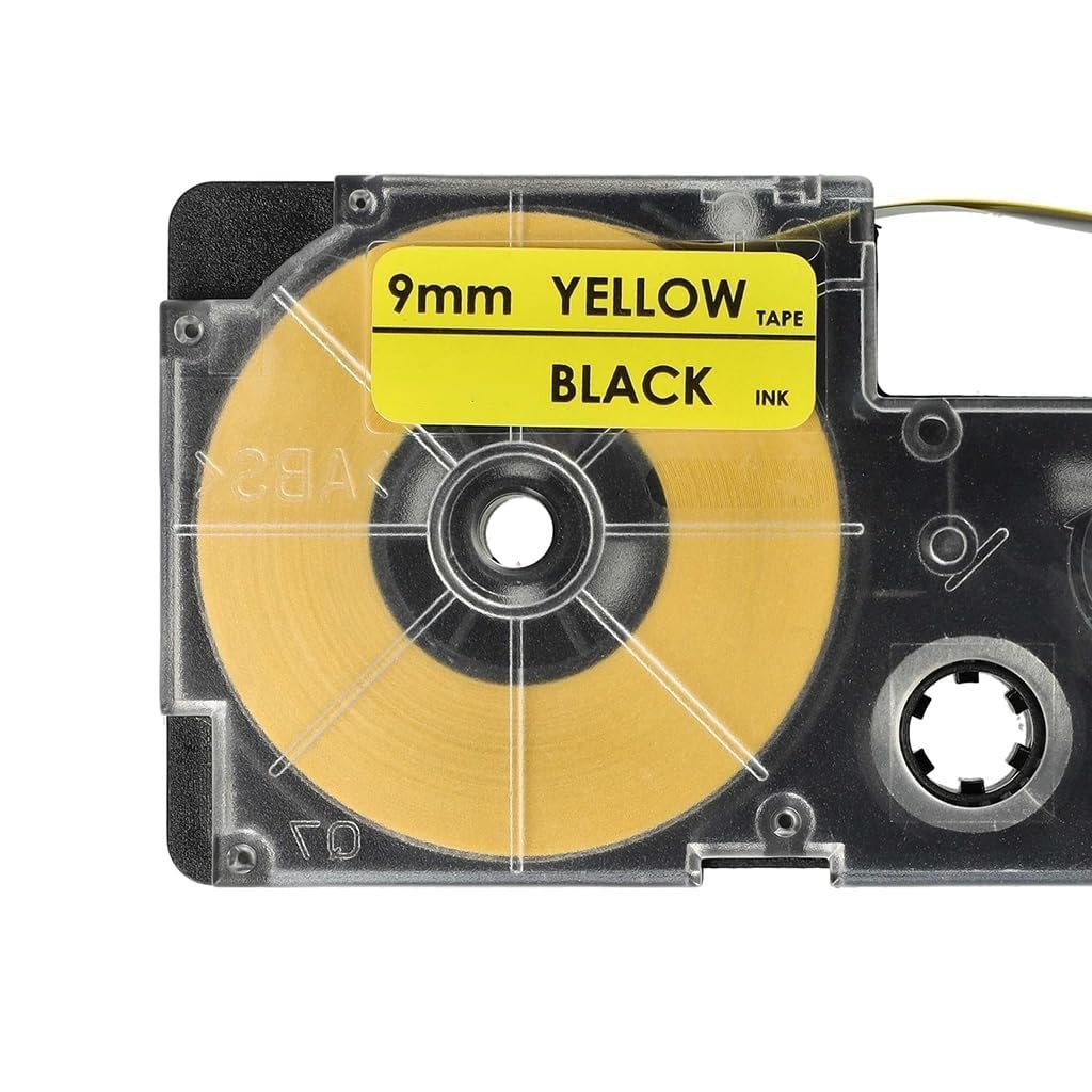 ZIBUYU Label Tape for Casio KL Series with Waterproof Fade-Resistant 9mm Yellow Roll | 8m