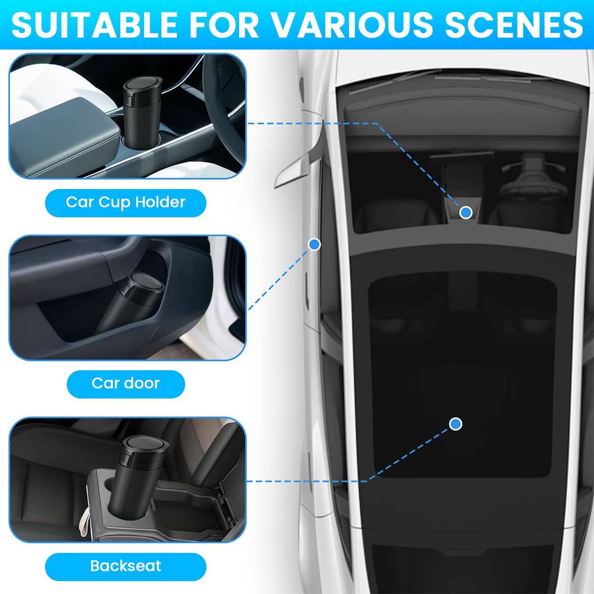 STHIRA Car Trash Can for Cup Holder with Compact 8.8x8.4x18.5cm Design | 2PCS Waterproof Bin