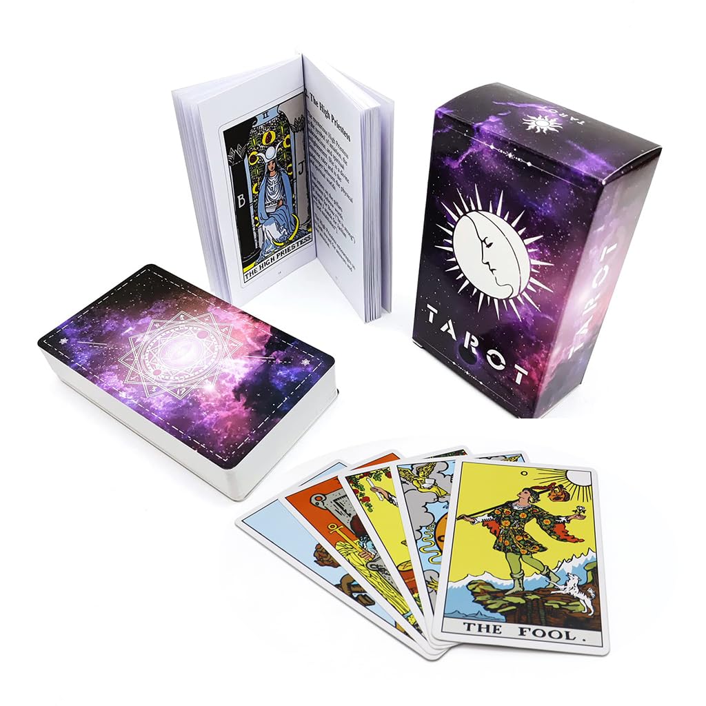Zibuyu Tarot Cards Deck for Divination and Meditation with Guidebook | 78 Cards 4.75 x 2.76 in Purple Design