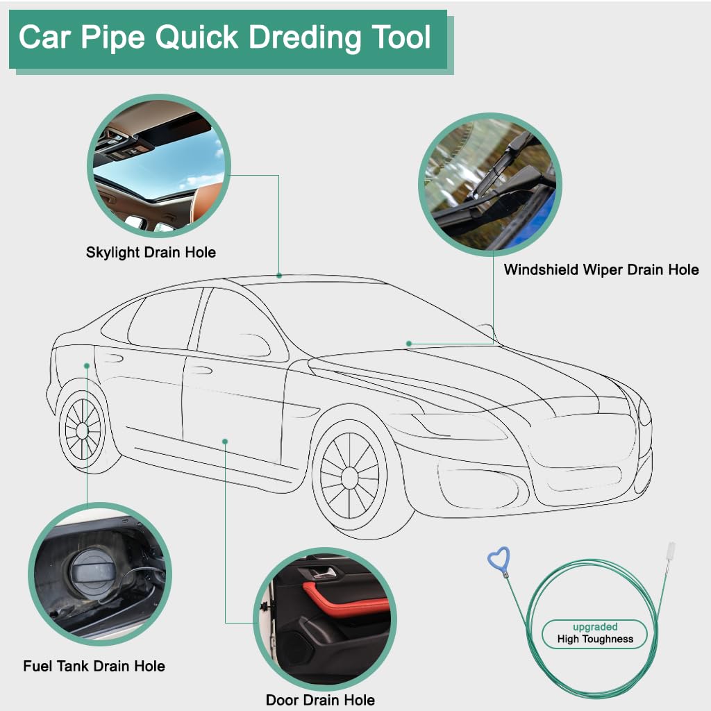 STHIRA Pipe Cleaning Brush for Car Drainage Ports featuring 9.8 ft Flexible Hose & Nylon Bristles