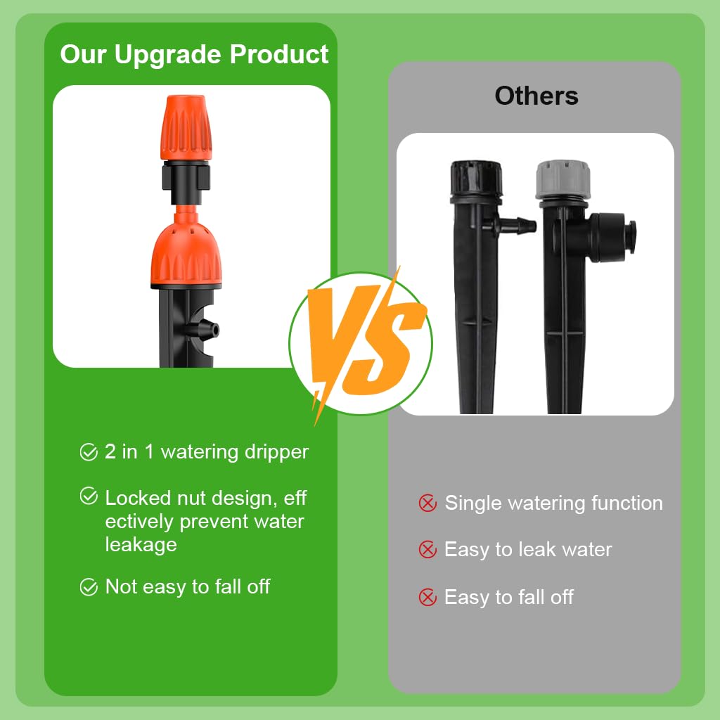 HASTHIP Slow Irrigation Stake Kit 30 pcs for Garden & Lawn with Adjustable Water Flow | 2 in 1 Stream and Mist Self Watering System