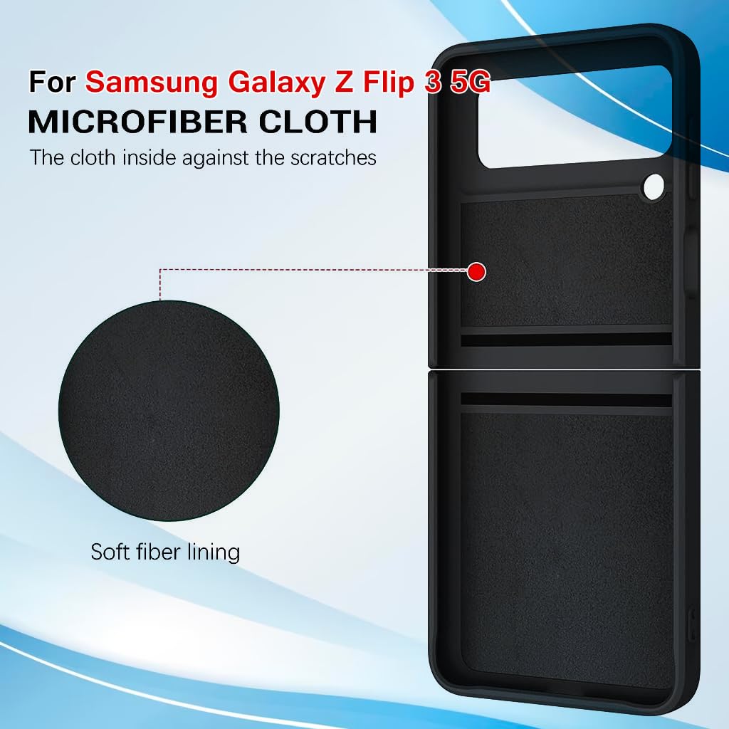 ZORBES Phone Case for Samsung Galaxy Z Flip 3 5G with Built in Ring Grip | Black TPU Anti Scratch Protection