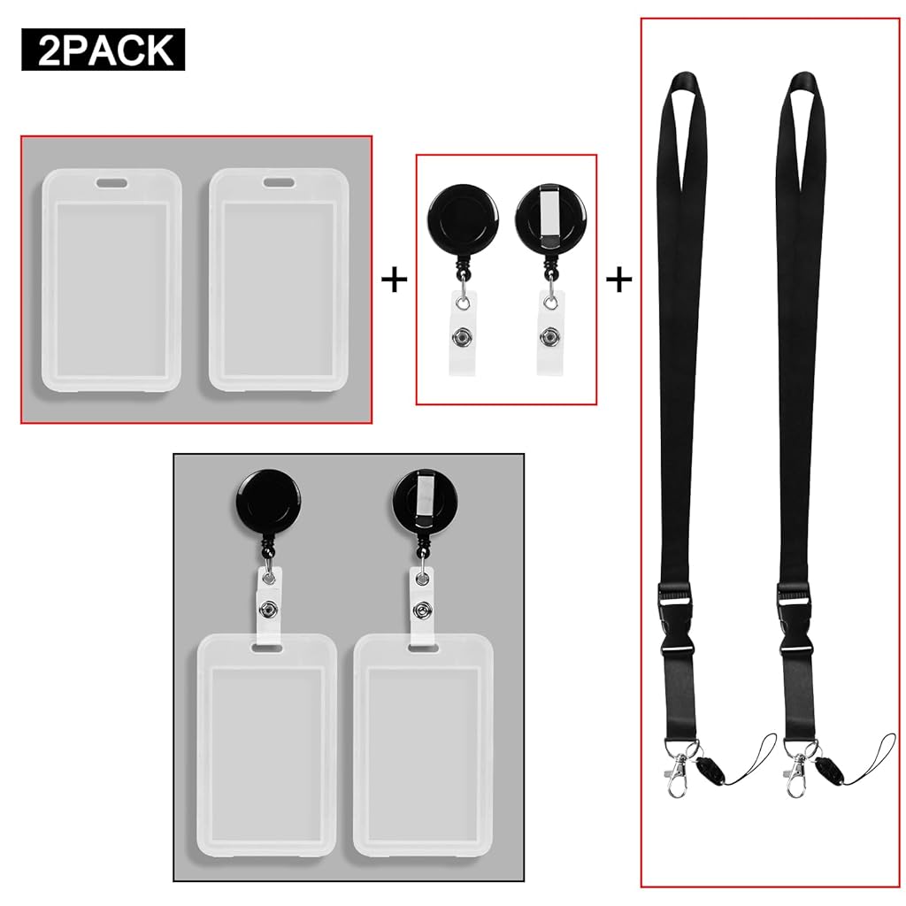 ZIBUYU® 2 Pack Transparent Plastic Vertical Badge Holders