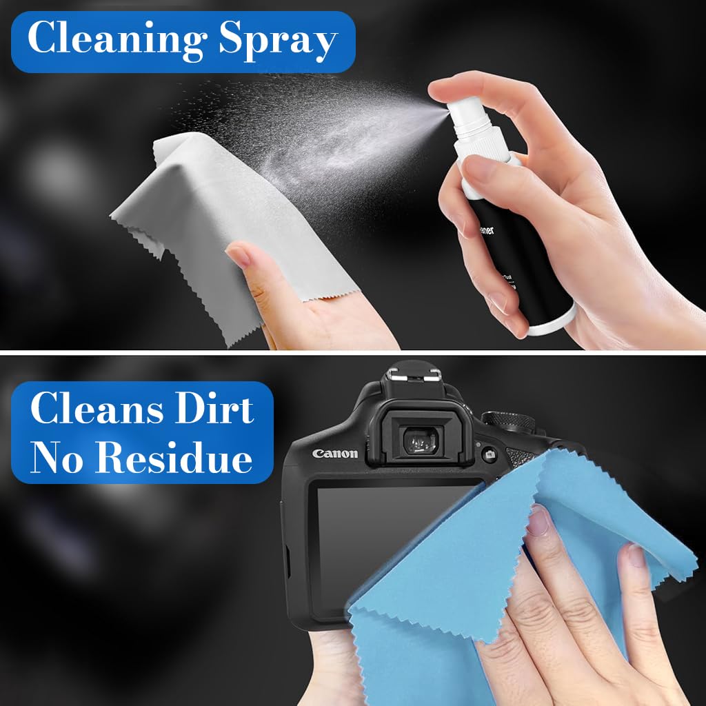 ZORBES Camera Lens Cleaning Kit for Cameras with Air Blower and 50ml Cleaner | 10-in-1 Set
