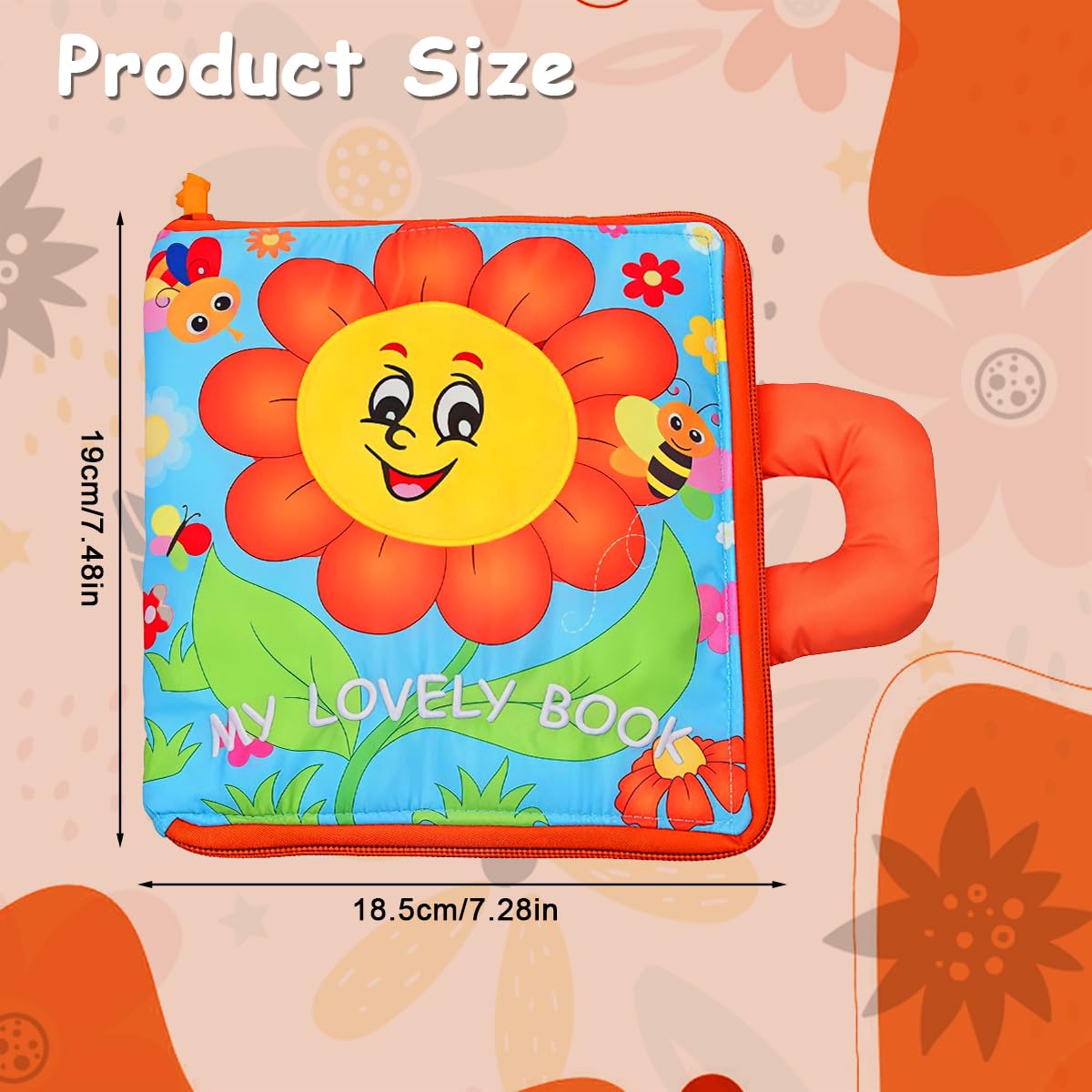 SNOWIE SOFT Baby Cloth Book for Early Learning with Zip-up Handle and 6 Pages | Soft Safe Fabric for 3–18 Months