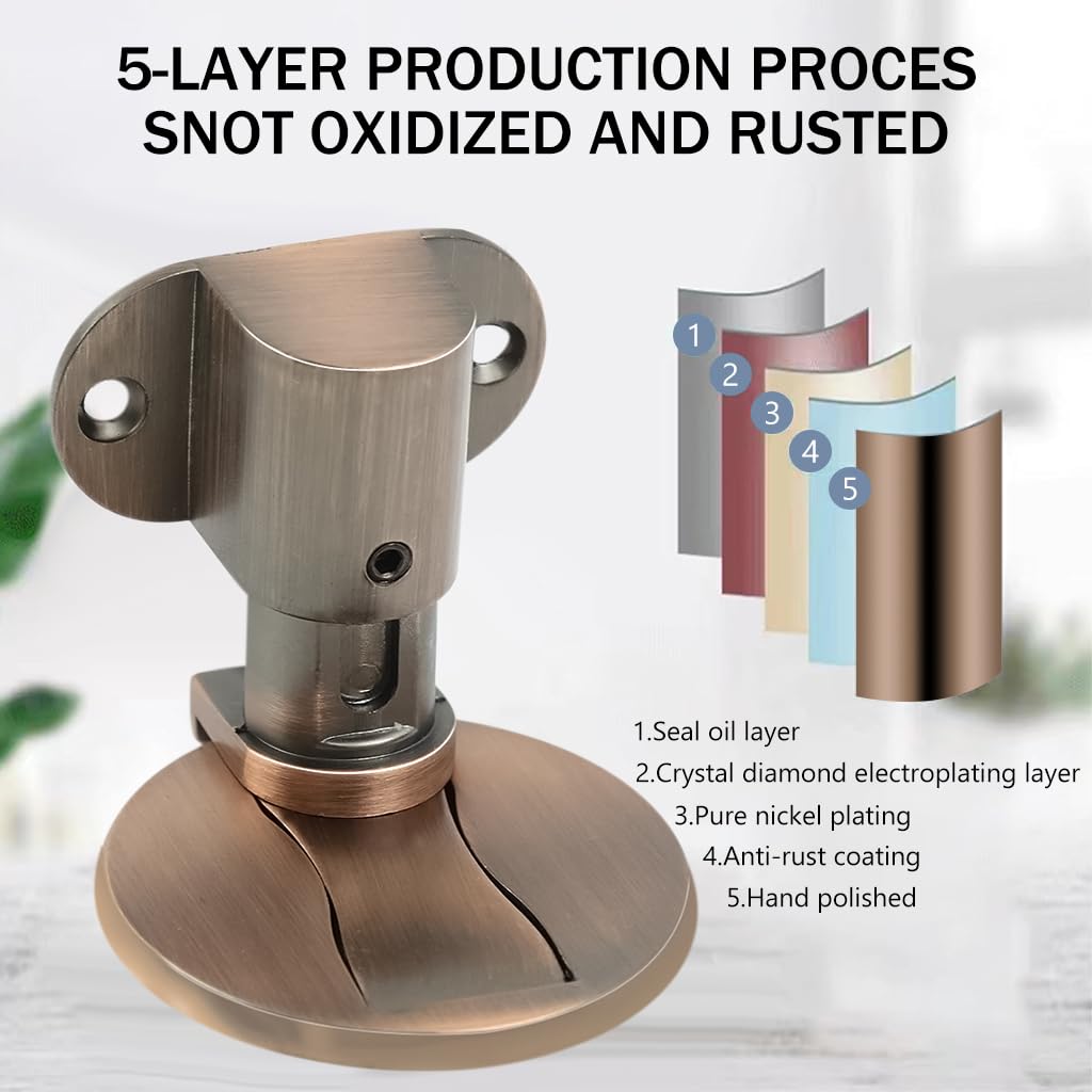 HASTHIP Magnetic Door Stopper for Bedroom and Bathroom featuring Adjustable No Drill Mount | Zinc Alloy Vintage Finish