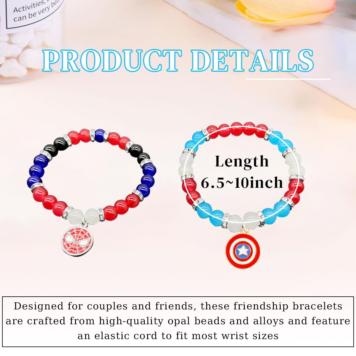 SANNIDHI Friendship Bracelet for Girls featuring Magnetic Heart Charm with 8mm Opal Beads | Kawaii Hello Kitty Gift for Friends