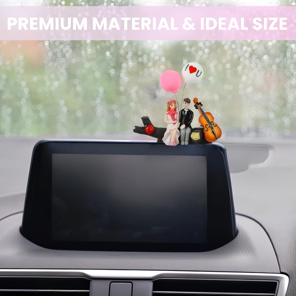 Zibuyu Cute Cartoon Car Decoration for Dashboard featuring Seamless Tape | 10x9x3cm Resin Couple Figurines