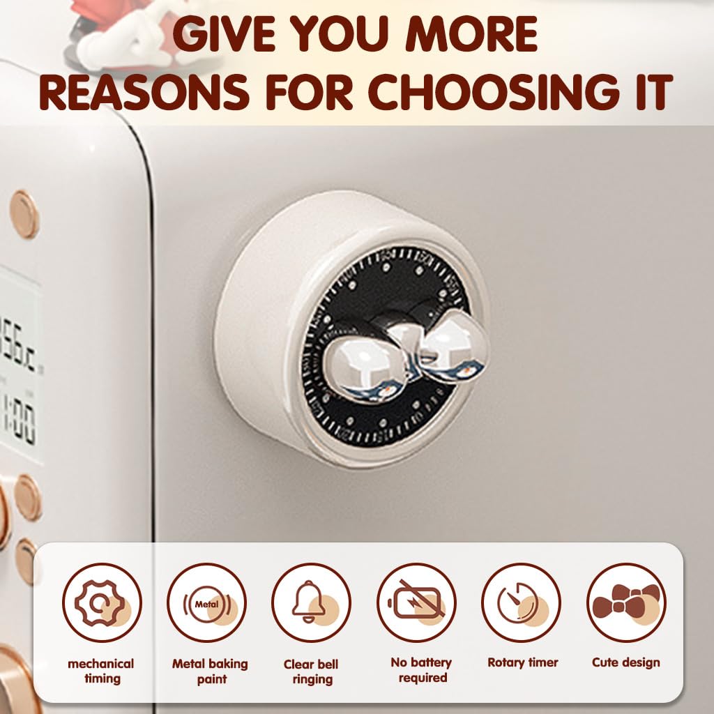 Supvox Kitchen Timer for Cooking and Baking with 3.2 in Dial and Mechanical Countdown | Stainless Steel Body