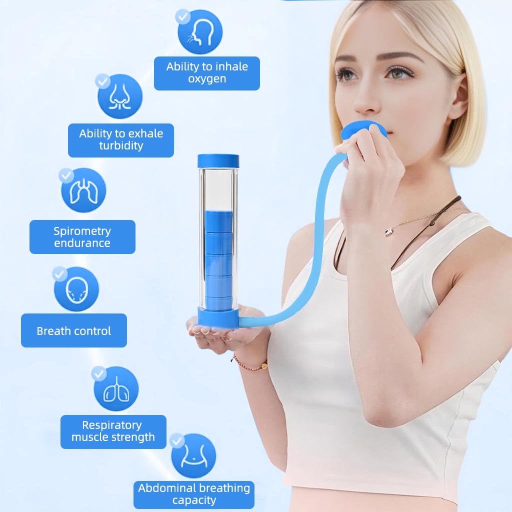 Proberos Lung Trainer for Breathing Exercise with 5 Adjustable Weights and Acrylic Tube Design