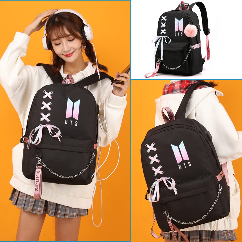 PALAY School Backpack for College Girls with USB Charging and Headphone Port 35L Black