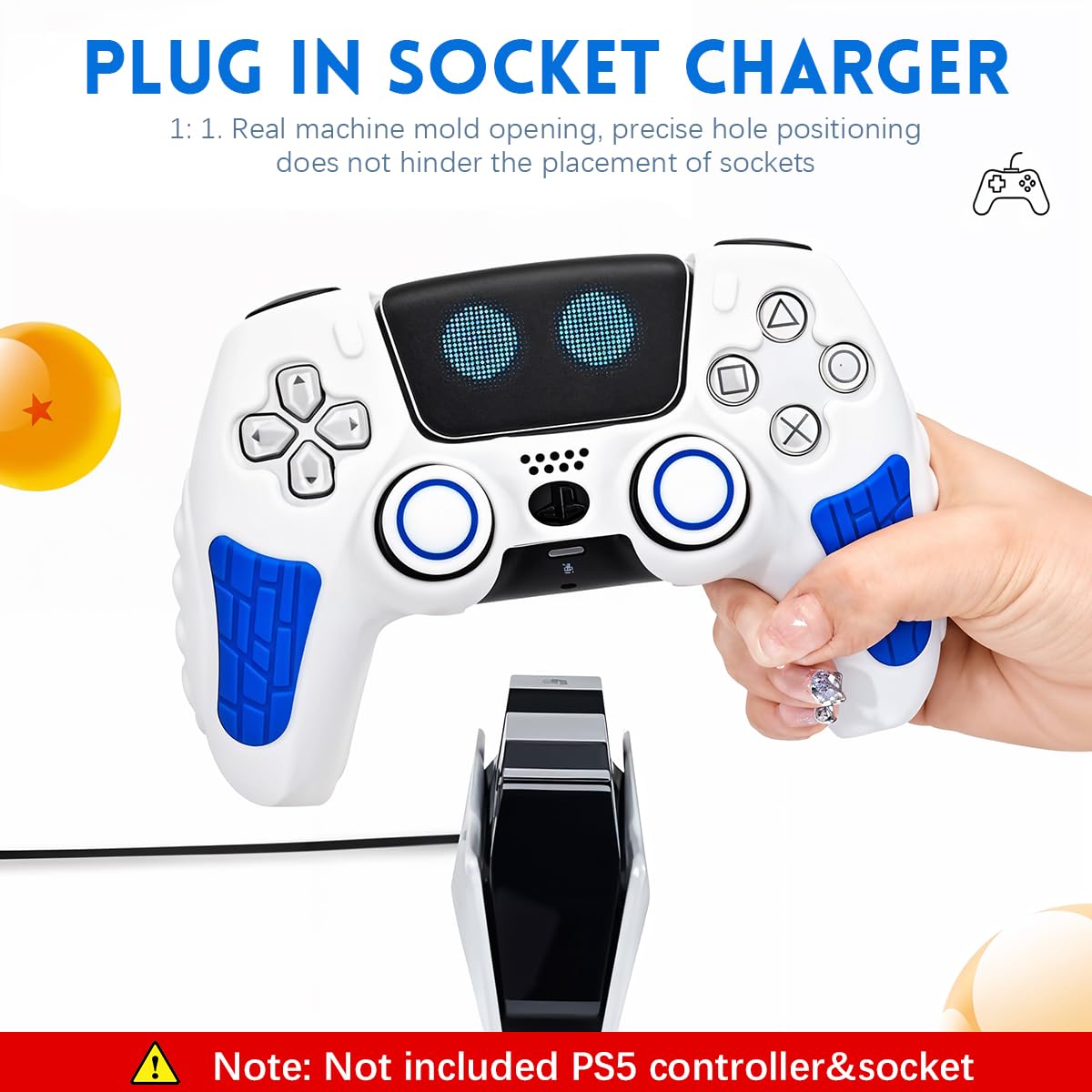 ZORBES PS5 Controller Case Silicone Protective Cover with 2 Thumb Grip Caps and Touchpad Sticker