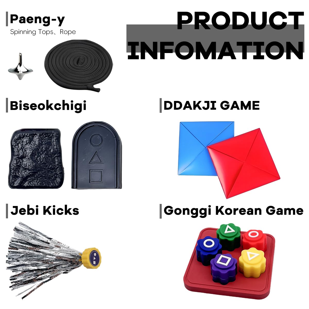 PATPAT Gonggi Korean Game Set for Family Fun featuring Tossing Stones and Tile Flipping | Traditional Korean Toys Collection