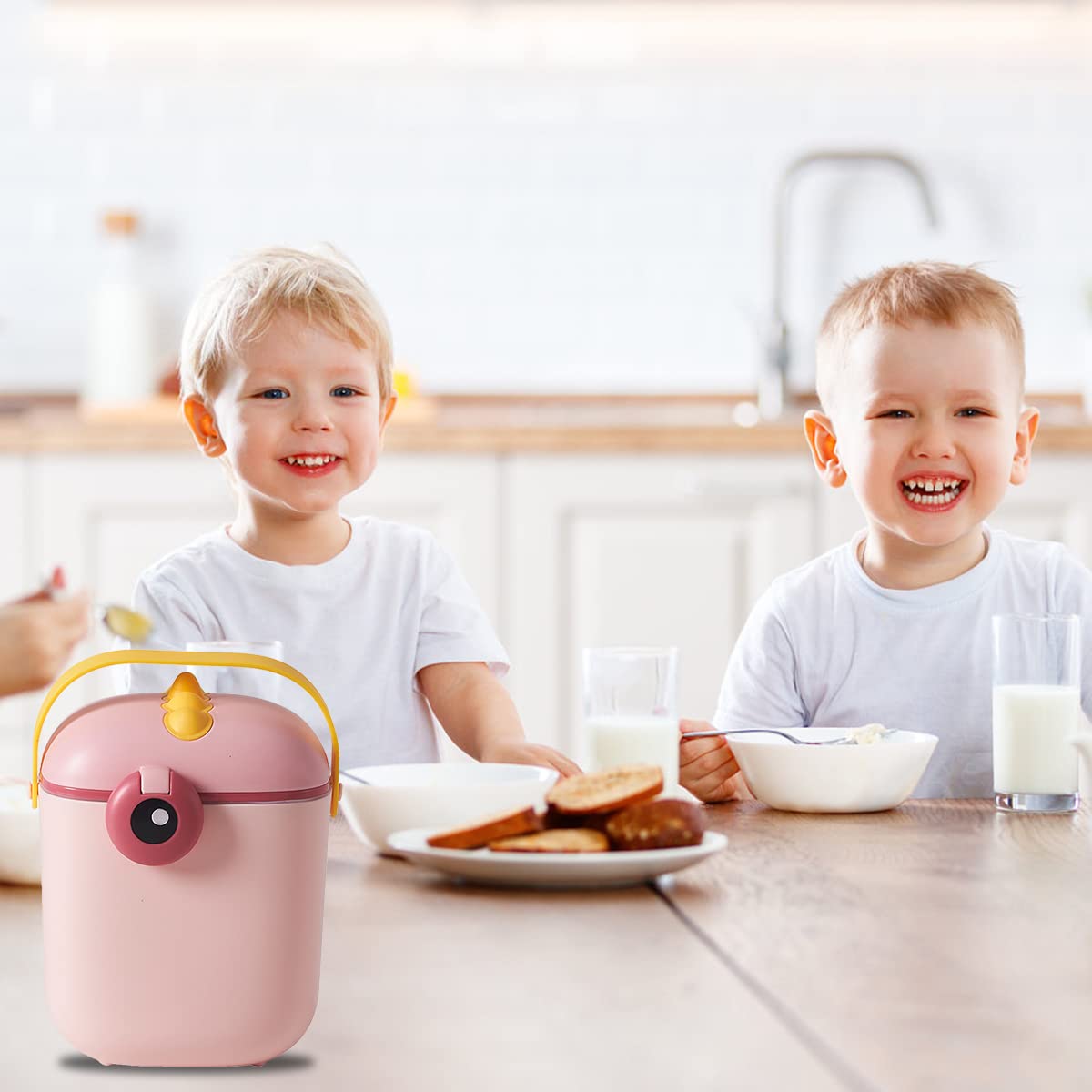 SNOWIE SOFT Baby Formula Dispenser 550ml for Travel with Double Lid Seal and Scoop | BPA Free Pink Container