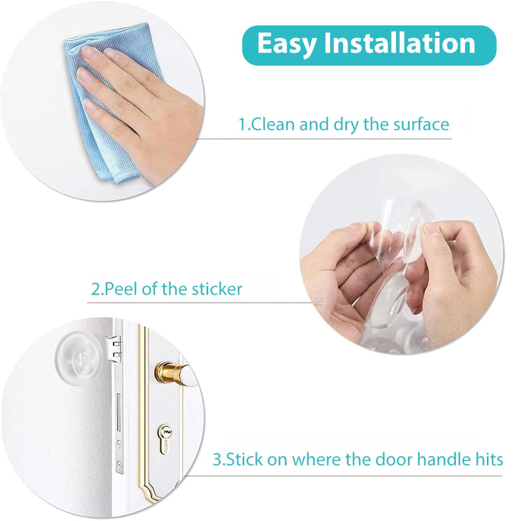 ZIBUYU Door Protector for Home with 1.96 in Round Shock‑Absorbent Rubber Bumper | Transparent Wall Guard