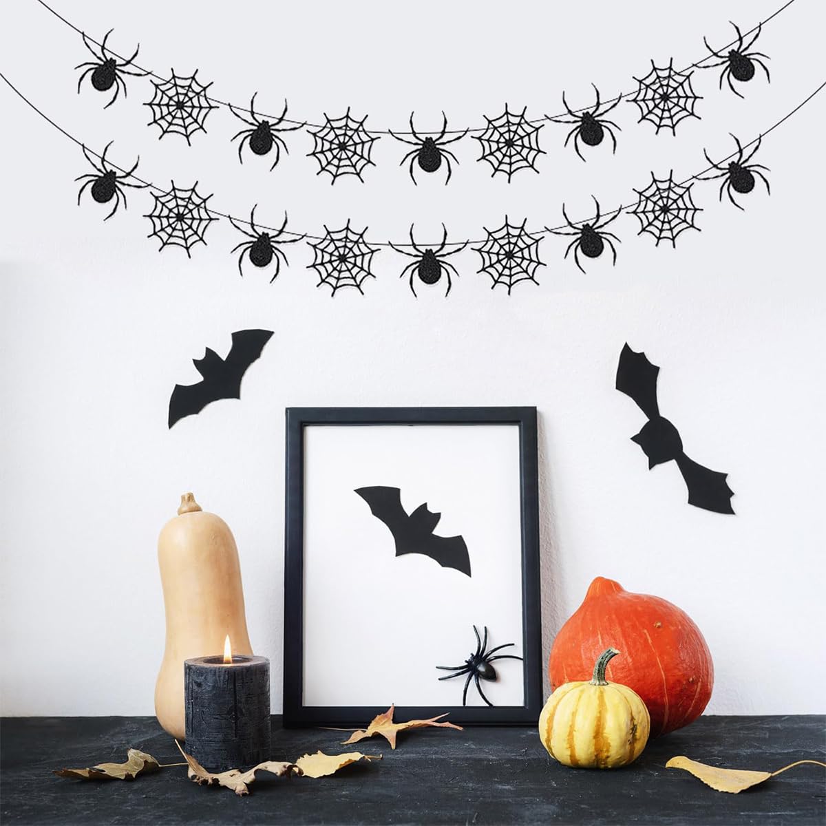 HASTHIP Halloween Wall Decoration for Room and Window with DIY Felt Spider Web Garlands | Pack of 2