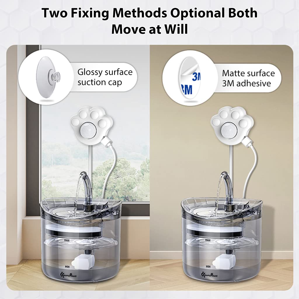 Qpets Cat Water Fountain Motion Sensor with 3m PIR Detection and 360° Flexible Installation | USB Powered Upgrade for Pets