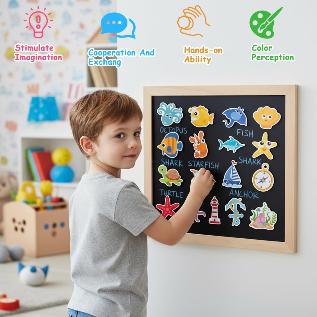 SNOWIE SOFT Cartoon Ocean Animal Fridge Magnets 48pcs for Refrigerator and Classroom Décor