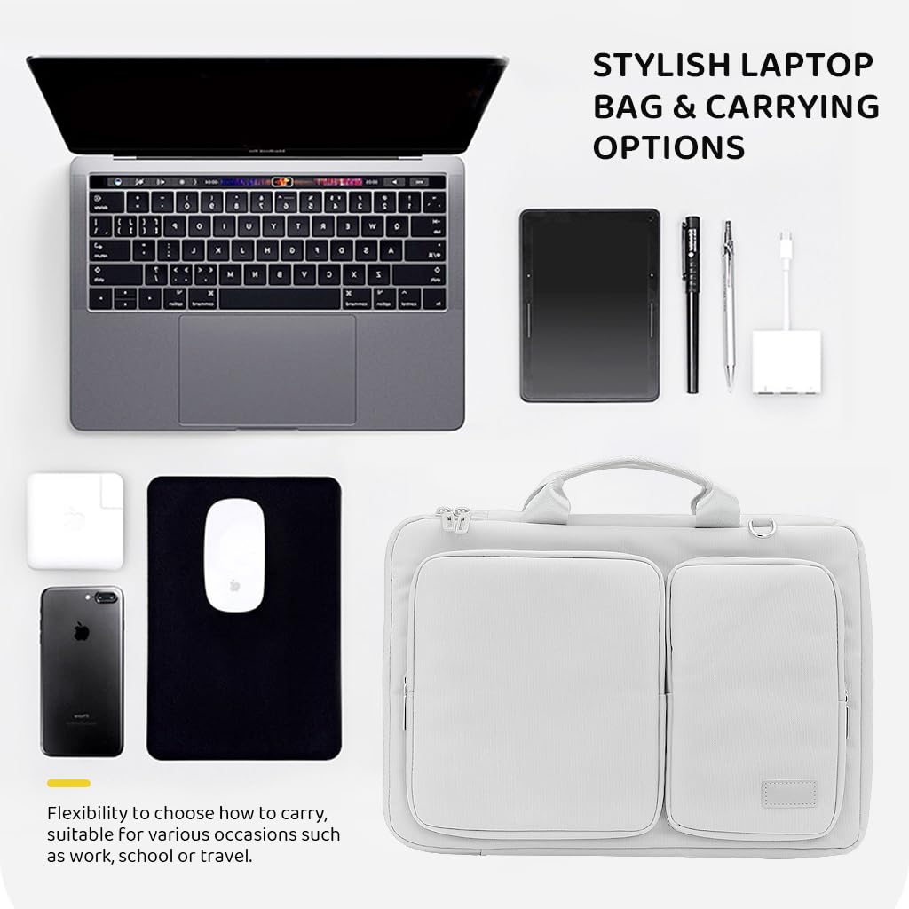 Zibuyu Laptop Bag for 14.1–15.4 inch Devices with 360° Protection and Waterproof Fabric | Office Messenger for Men and Women