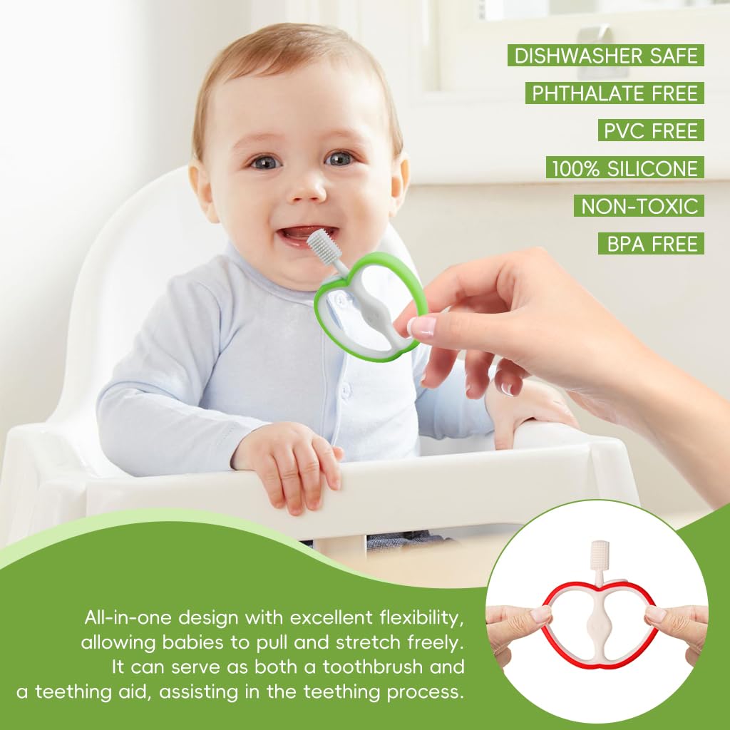 SNOWIE SOFT Baby Toothbrush for 6–24 Months with Double Sided Silicone Design and Easy Grip Handle