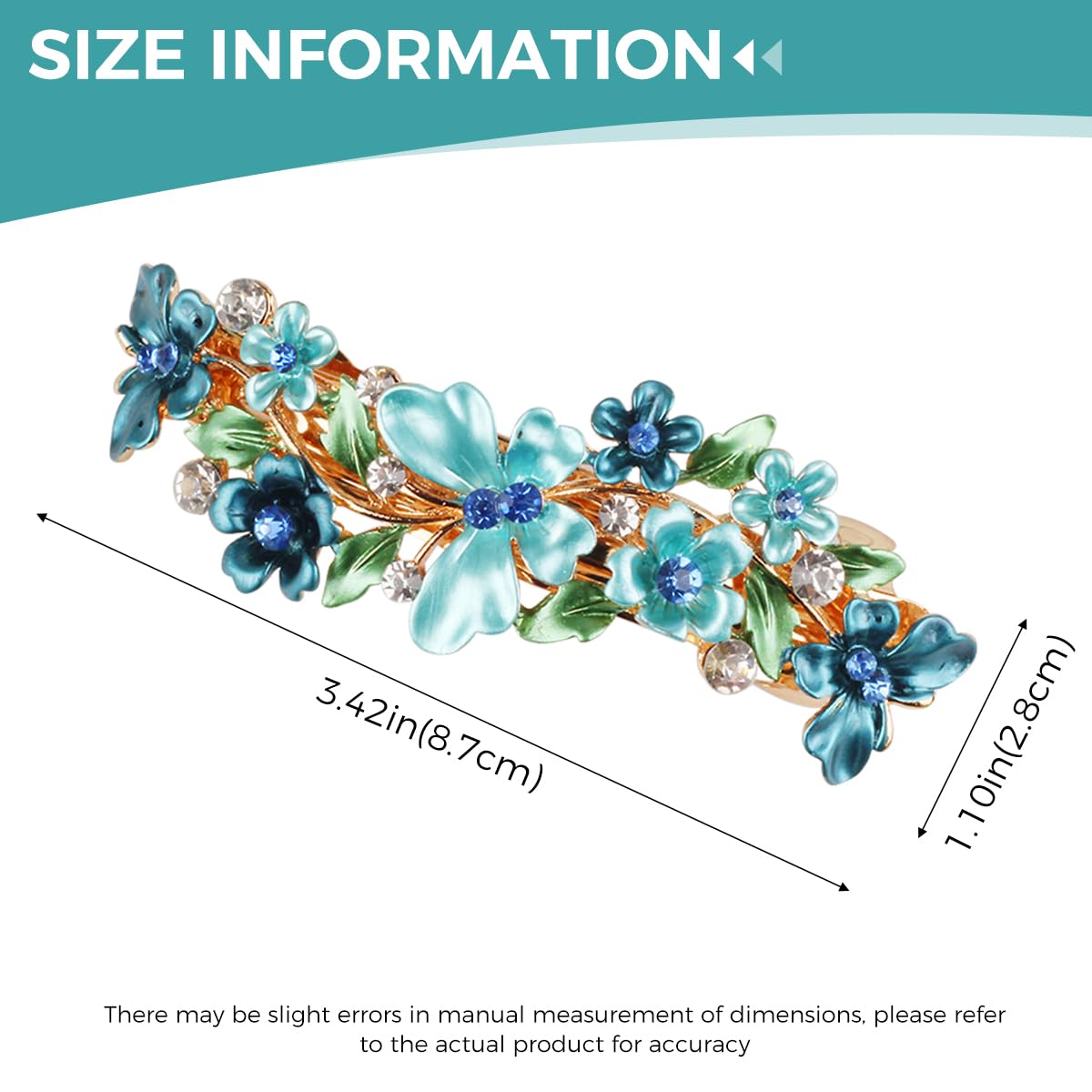 MAYCREATE Barrette Hair Clips for Women featuring 7–9cm Spring Clip Alloy Metal | Blue Crystal Style
