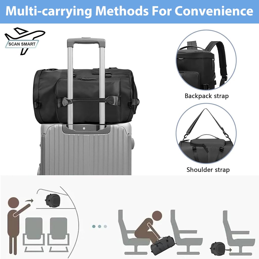 ZIBUYU Gym Bag Duffle Bag for men with Removable Shoulder Strap Travel Backpack Multipurpose Nylon Travel Bag Fitness Bag with Shoe Compartments Multi Compartments Backpack Bag for Travel