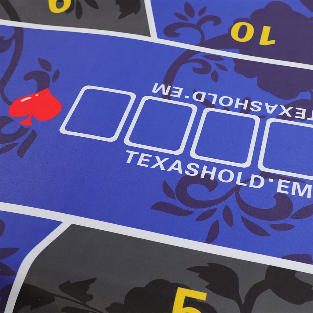 PATPAT Texas Poker Mat for 10 Players 47.2x23.6 in with Anti Slip Rubber Base | Smooth Fabric Surface