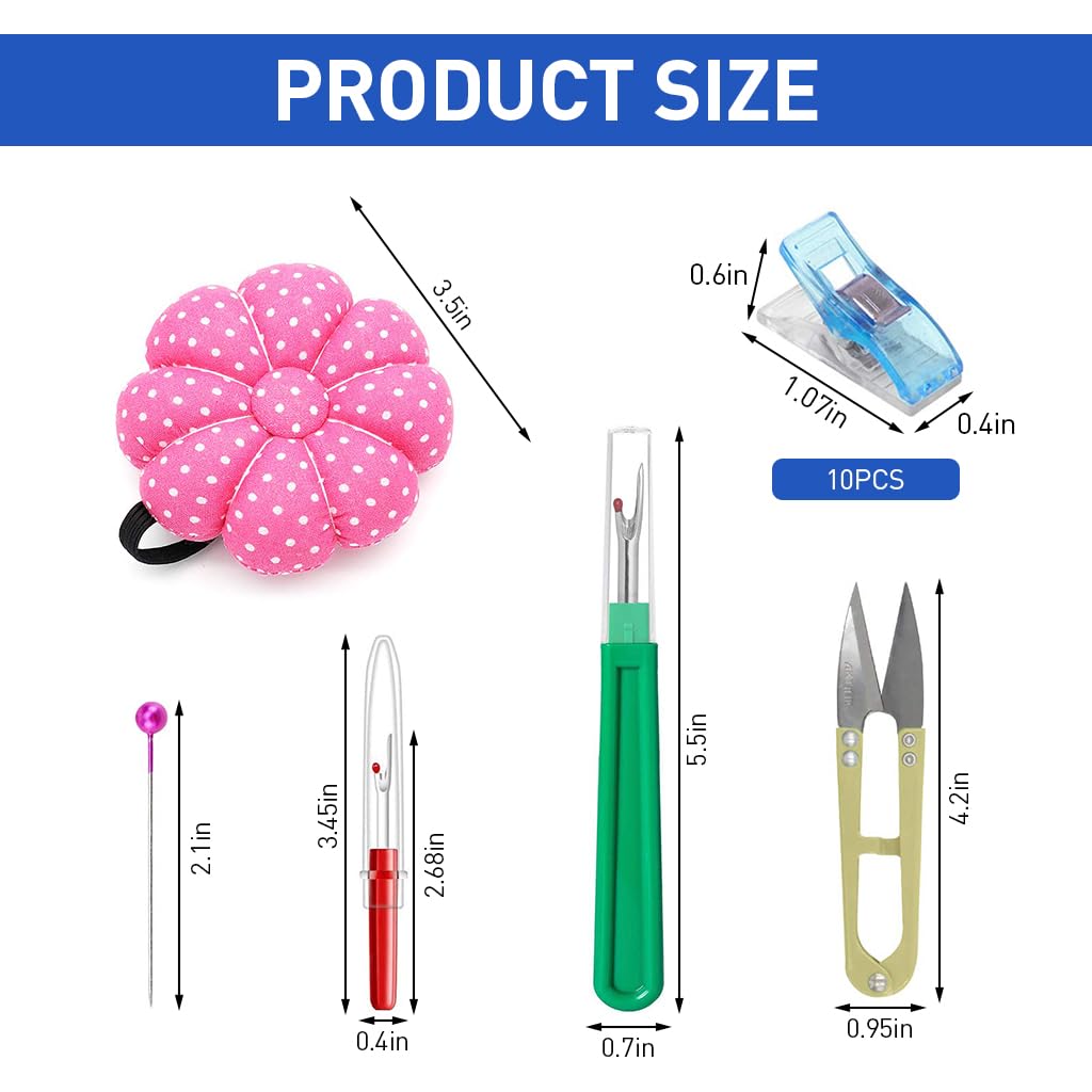 HASTHIP Sewing Pins Accessories Kit for DIY Crafts with 200 pcs Pins and Magnetic Wrist Holders | Includes Seam Rippers and Scissor