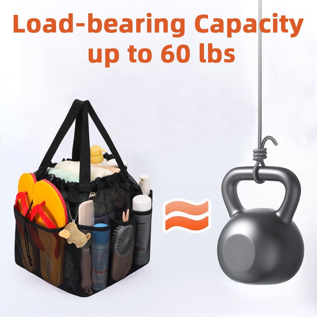 HASTHIP Mesh Shower Caddy for College Dorm and Gym Use with 8 Pockets Quick Dry Nylon | Hanging Toiletry Bag for Travel