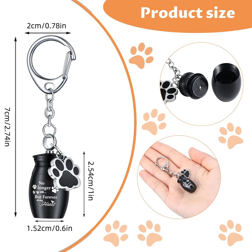 Qpets Dog Keychain for Pet Memorial with 25x15mm Urn Pendant and Paw Charm | Alloy Keepsake Gift