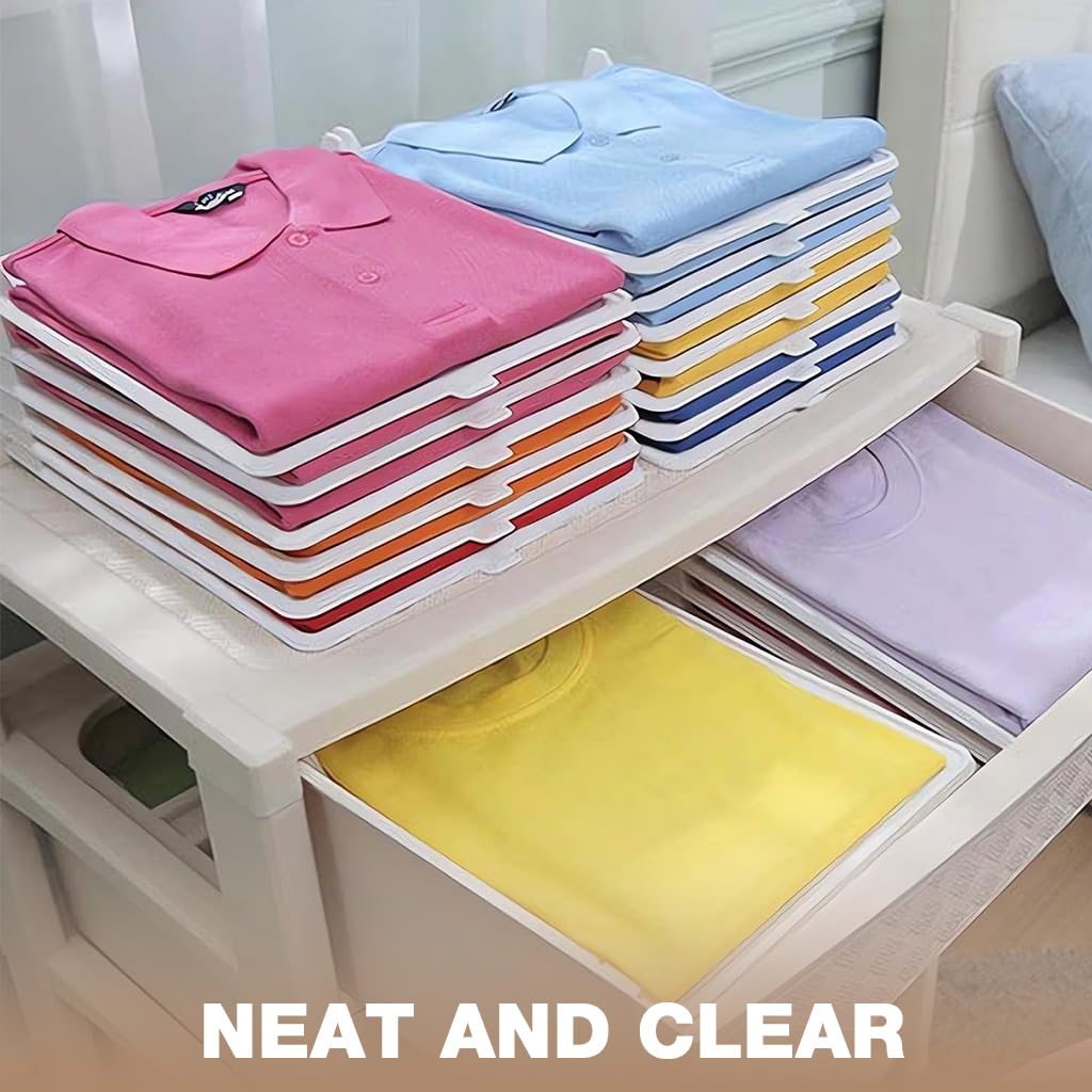Supvox Stackable Shirt Divider Boards for Closet and Drawer Organization 10 Pack 33x26cm featuring Easy Lifting Grip | Neatly Folded T Shirts and Polos
