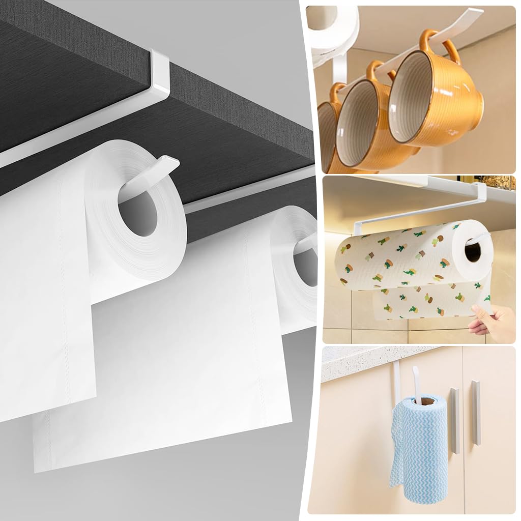 ZIBUYU® 2pcs Tissue Paper Holder, Tissue Holder, Tissue Roll Holder for Kitchen No Drilling Paper Roll Holder Over The Door Kitchen Roll Holder Toilet Paper Roll Holder Over The Cabinet