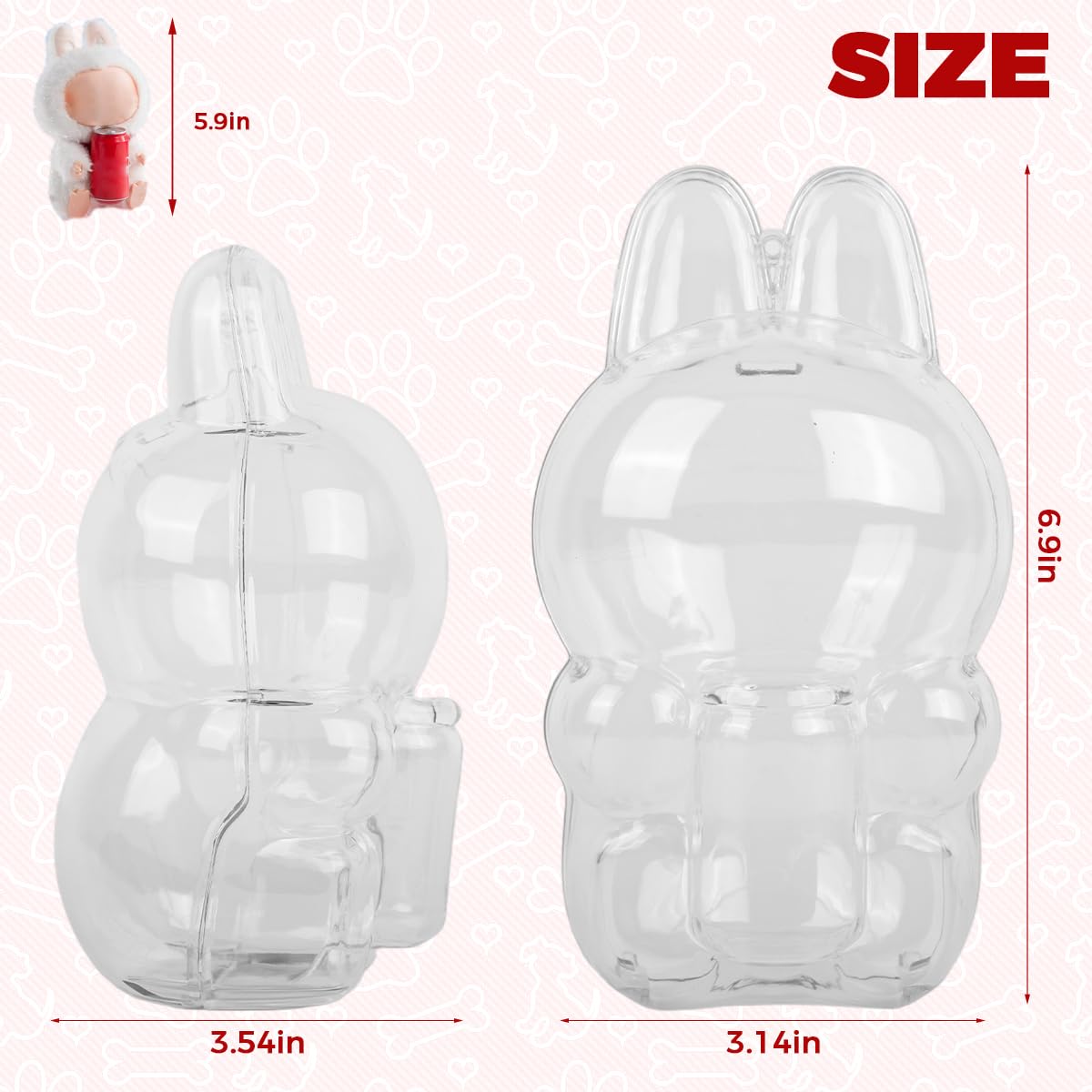 FANCYKU Protective Cover for 15cm Plush Figure Doll with Silicone Loop Strap | Transparent PC Dust-Proof Display Case