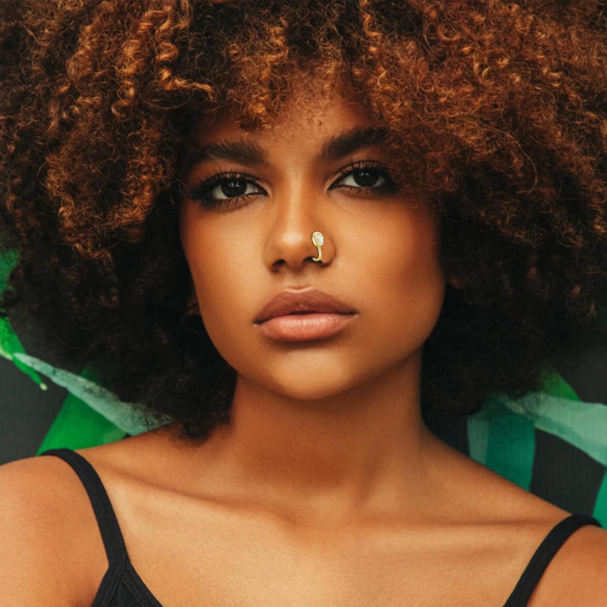 Venzina Nose Ring without Piercing for Women featuring Magnetic Clip On Design 4Pcs Gold and Silver